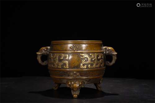 A Chinese Gilt Bronze Incense Burner