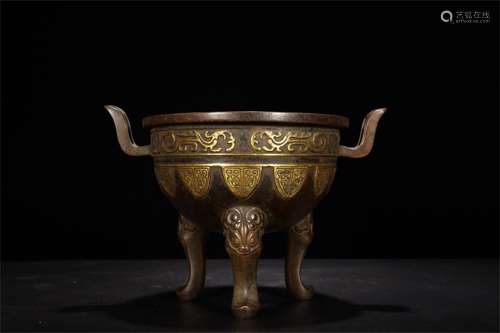 A Chinese Gilt Bronze Incense Burner