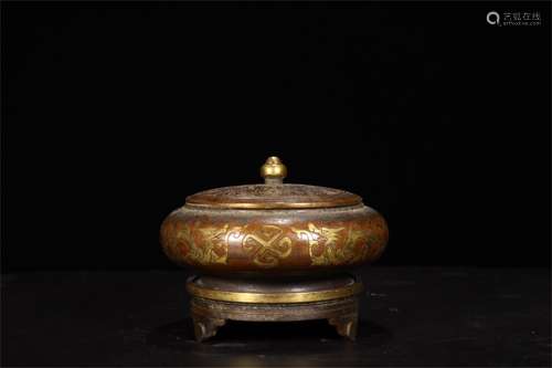 A Chinese Gilt Bronze Incense Burner