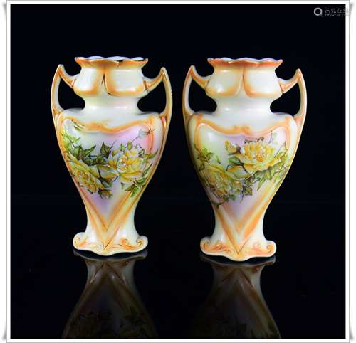 A Pair of British Barkers & Kent Hand Glazed Porcelain Vases