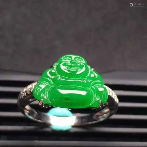 A Chinese Carved Jadeite Ring