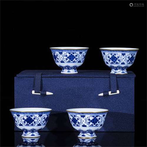 A Set of Four Chinese Blue and White Porcelain Bowls