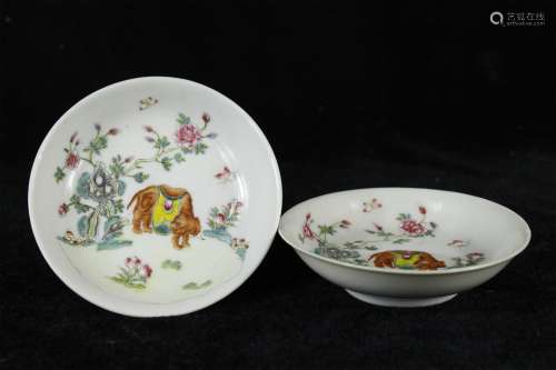 A Pair of Chinese Famille-Rose Porcelain Plates