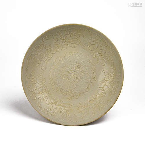 A Chinese Ding-Type Glazed Porcelain Plate