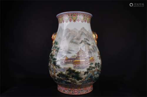 A Pair of Chinese Famille-Rose Porcelain Vases