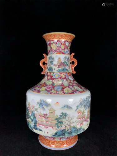 A Chinese Famille-Rose Porcelain Vase