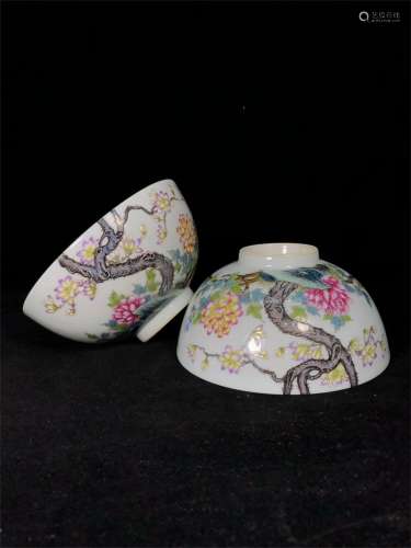 A Pair of Chinese Famille-Rose Porcelain Bowls