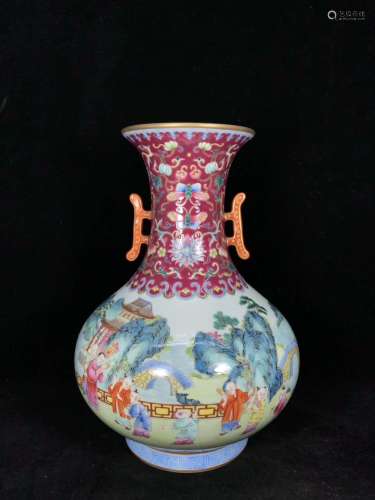 A Chinese Famille-Rose Porcelain Vase