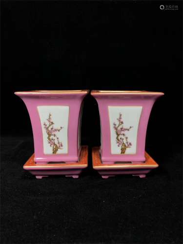 A Pair of Chinese Famille-Rose Porcelain Planters