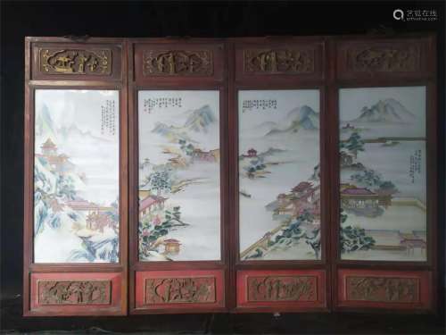 A Set of Four Chinese Famille-Rose Porcelain Plaques