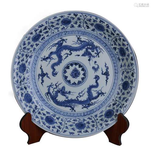 A Chinese Blue and White Porcelain Plate