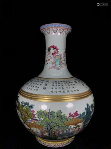 A Chinese Famille-Rose Porcelain Vase