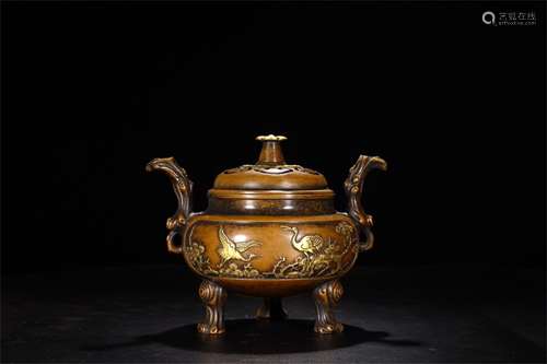 A Chinese Gilt Bronze Incense Burner