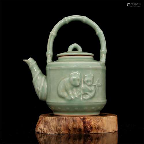 A Chinese Celadon Glazed Porcelain Tea Pot