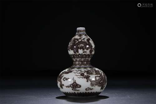 A Chinese Iron-Red Glazed Porcelain Double Gourd Vase