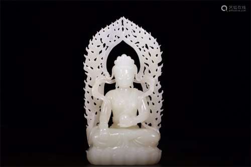 A Chinese Carved Jade Figure of Buddha