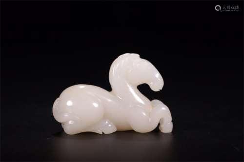 A Chinese Carved Jade Horse Decoration