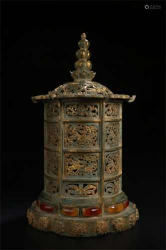 A Chinese Gilt Bronze Buddhist Tower