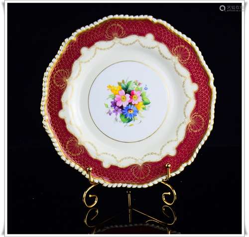 A British Royal Worcester Red Glazed Porcelain Plate