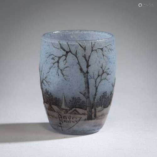 Daum Freres, Nancy , Miniature vase 'Paysage en hi…