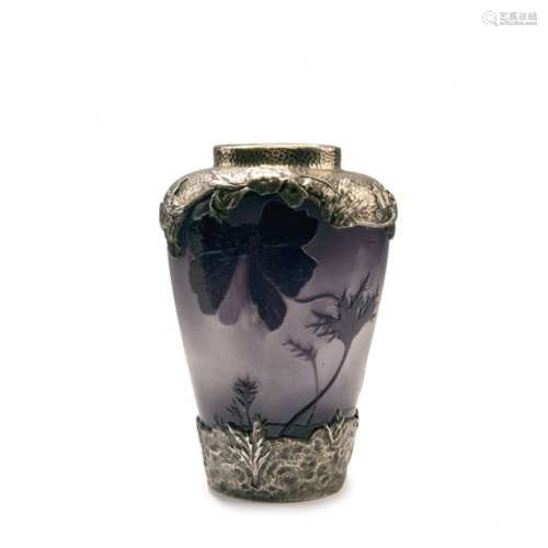 Emile Galle, Nancy , 'Pavots' vase with silver mou…