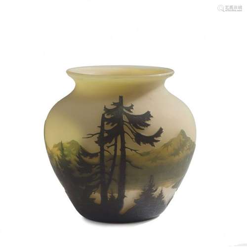 Muller Freres, Luneville, Vase 'Paysage vosges', c…