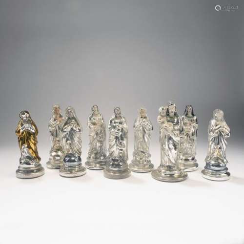 Bohemia, Mixed lot of silvered glass, figures of S…