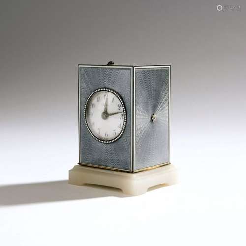 Cartier, Paris, Rare enameled table clock, c. 1910