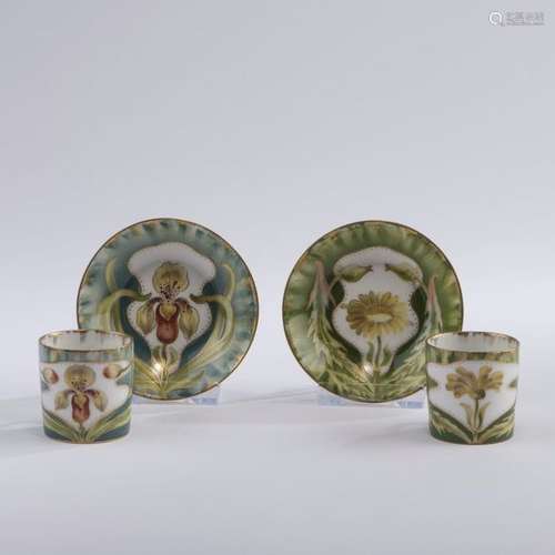 KPM Nymphenburg , Two mocha cups '65 / 3a' with de…