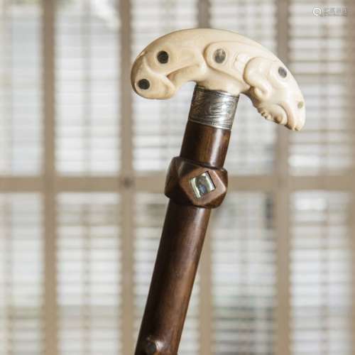 England, Walking stick with mythical creature, beg…