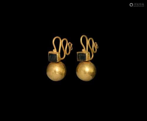 Greek Gold Earring Pair