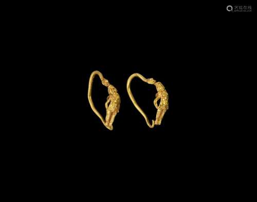 Greek Gold Earrings with Eros