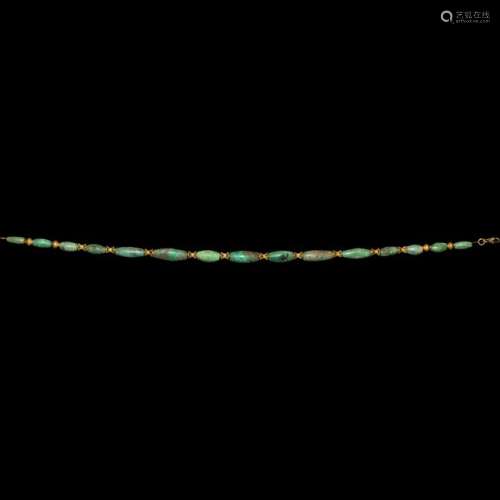 Parthian Amazonite and Gold Bead Necklace