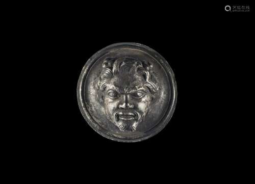 Roman Silver Bacchus Head Appliqué