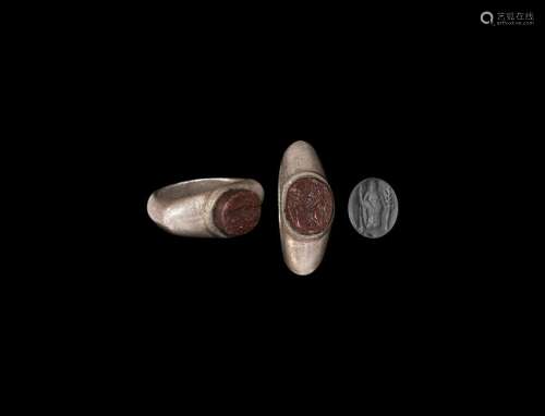 Roman Silver Ring with Goddess Flora Intaglio