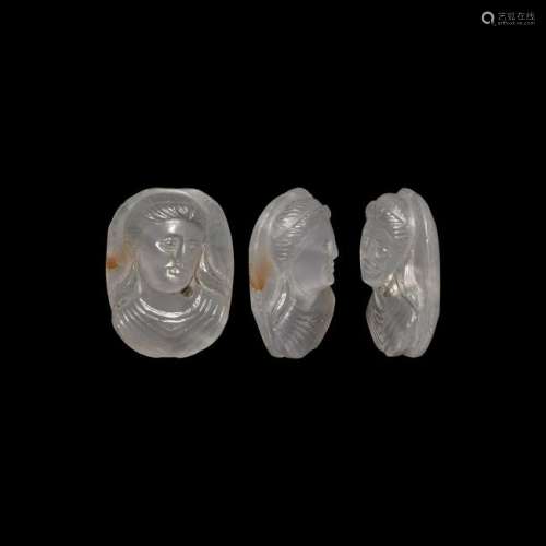 Roman Chalcedony Cameo with Female Bust