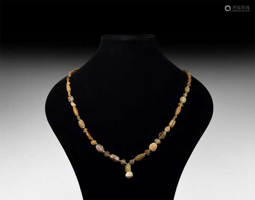 Roman Mixed Amber Glass Bead Necklace