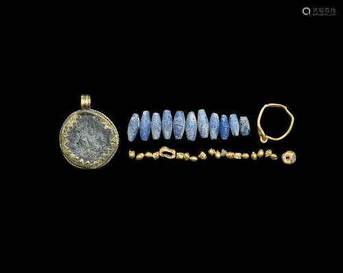 Roman Gold Pendant and Bead Group