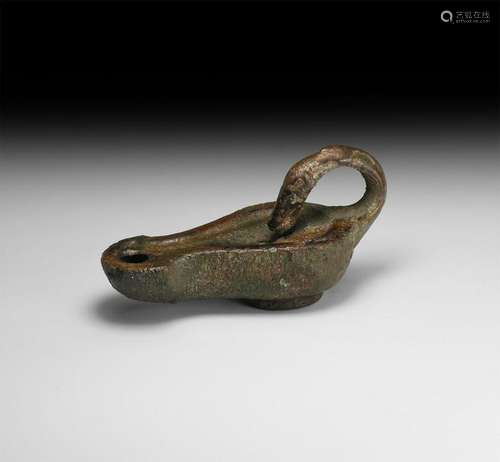 Roman Oil Lamp with Swan-Neck Handle