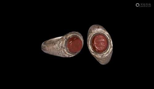 Roman Silver Ring with Urn Intaglio