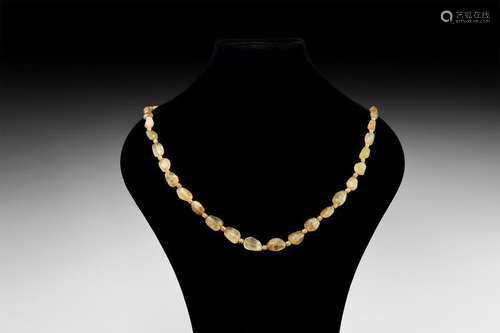 Roman Yellow Citrine Bead Necklace