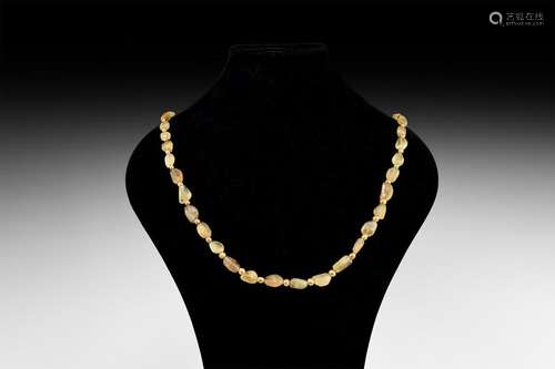 Roman Yellow Citrine Bead Necklace