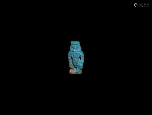 Egyptian Glazed Bes Amulet