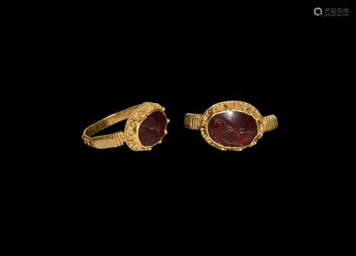 Roman Gold Ring with Eagle Gemstone