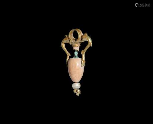 Greek Gold and Coral Pendant