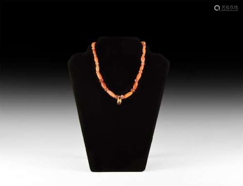 Parthian Carnelian Necklace with Gold and Garnet