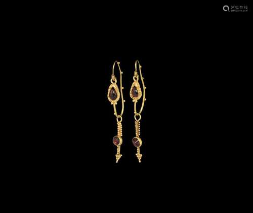 Roman Earrings with Garnets