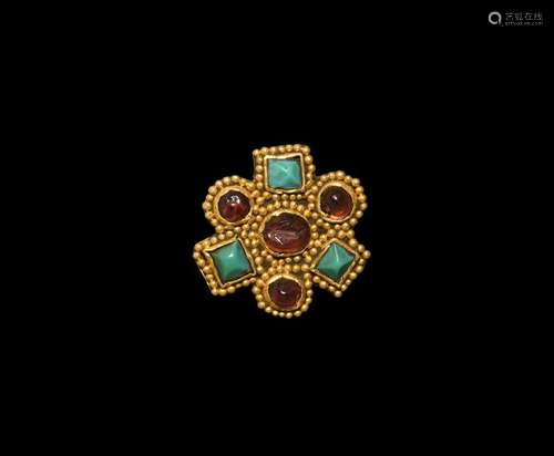 Roman Gold Jewelled Filigree Mount