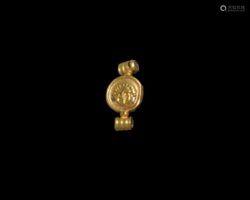 Roman Gold Bead with Face