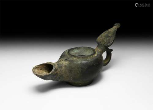 Roman Oil Lamp with Ivy Leaf